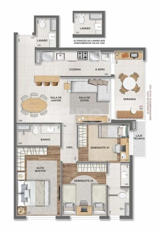 Planta — Apartamento 88,36 m²