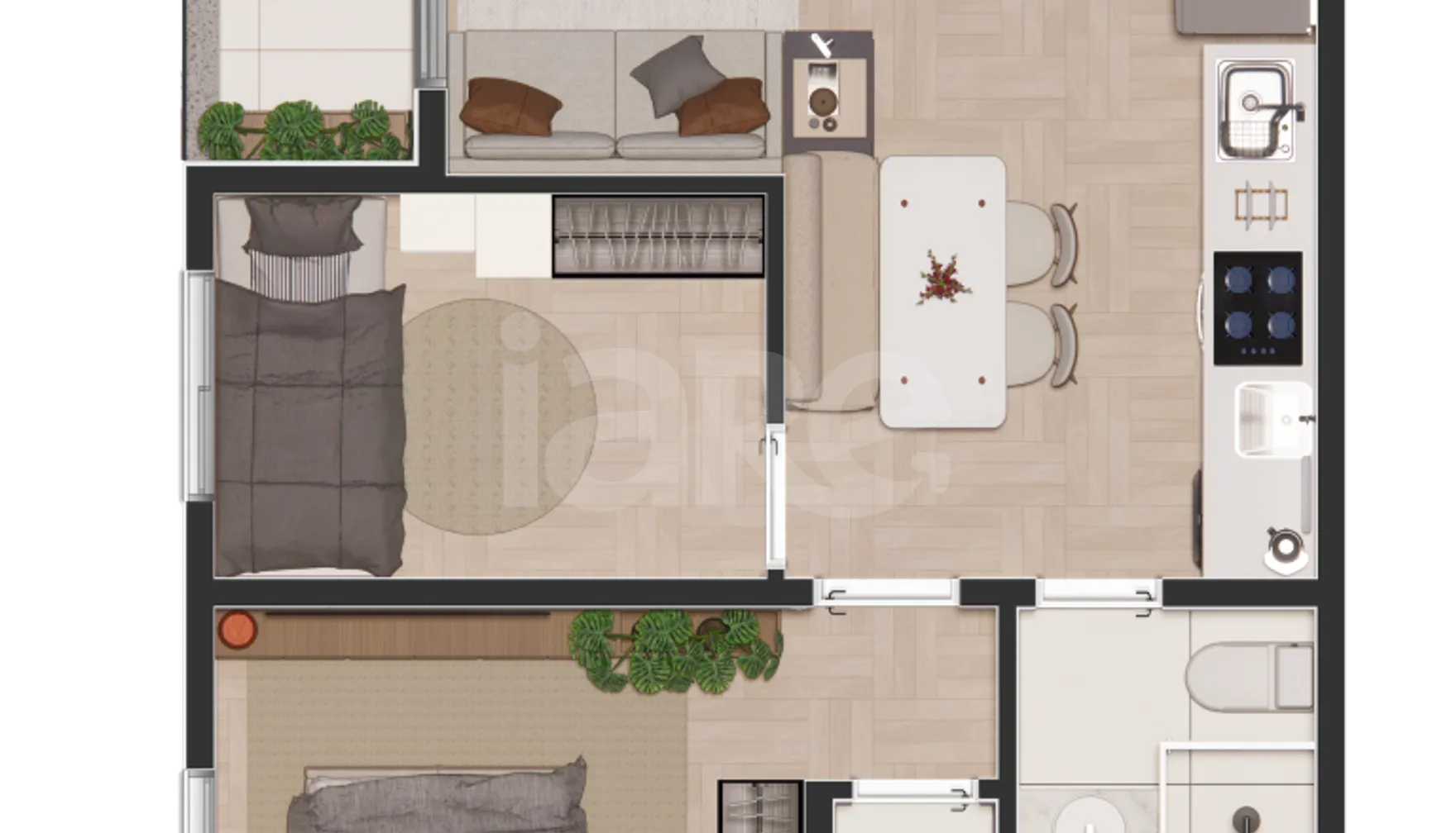 Planta — Apartamento 44,59 m²