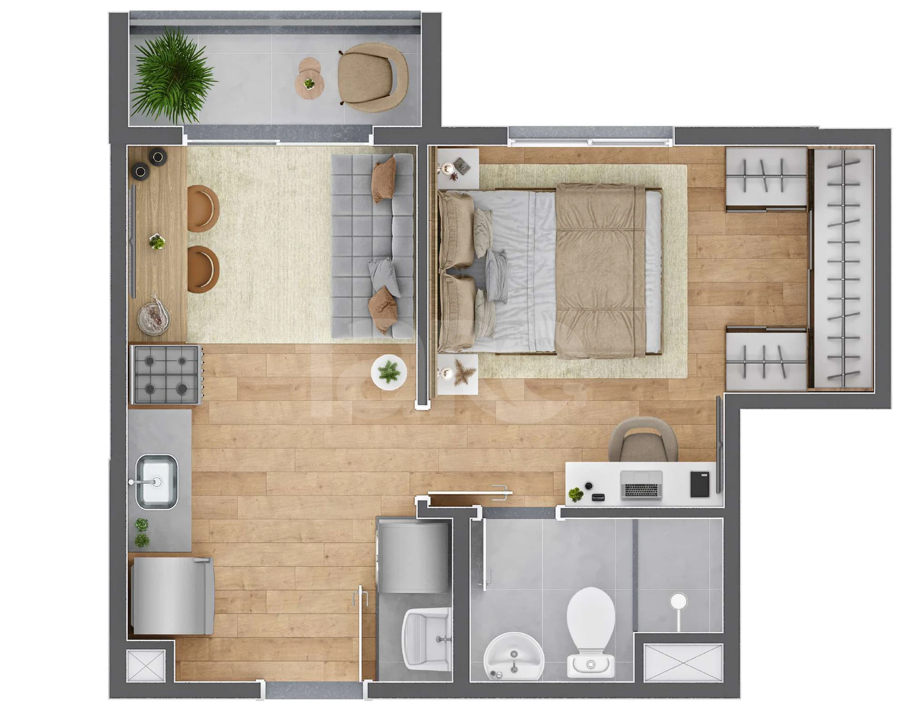 Planta — Apartamento 29,5 m²