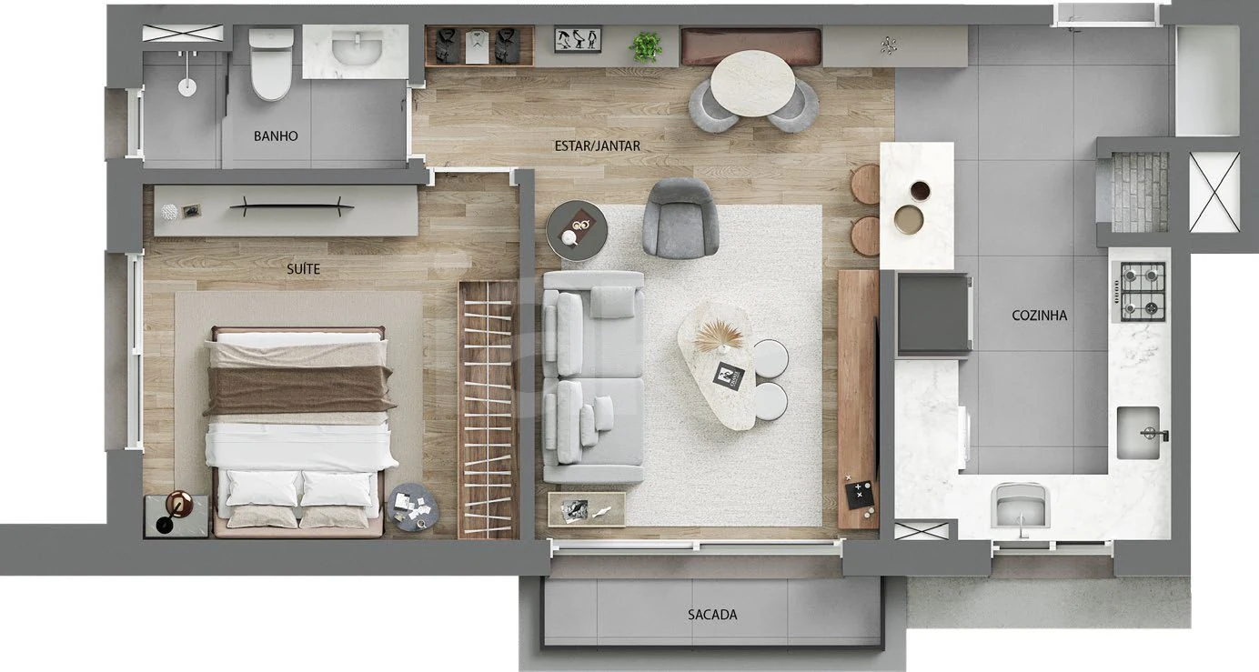 Planta — Apartamento 60,97 m²