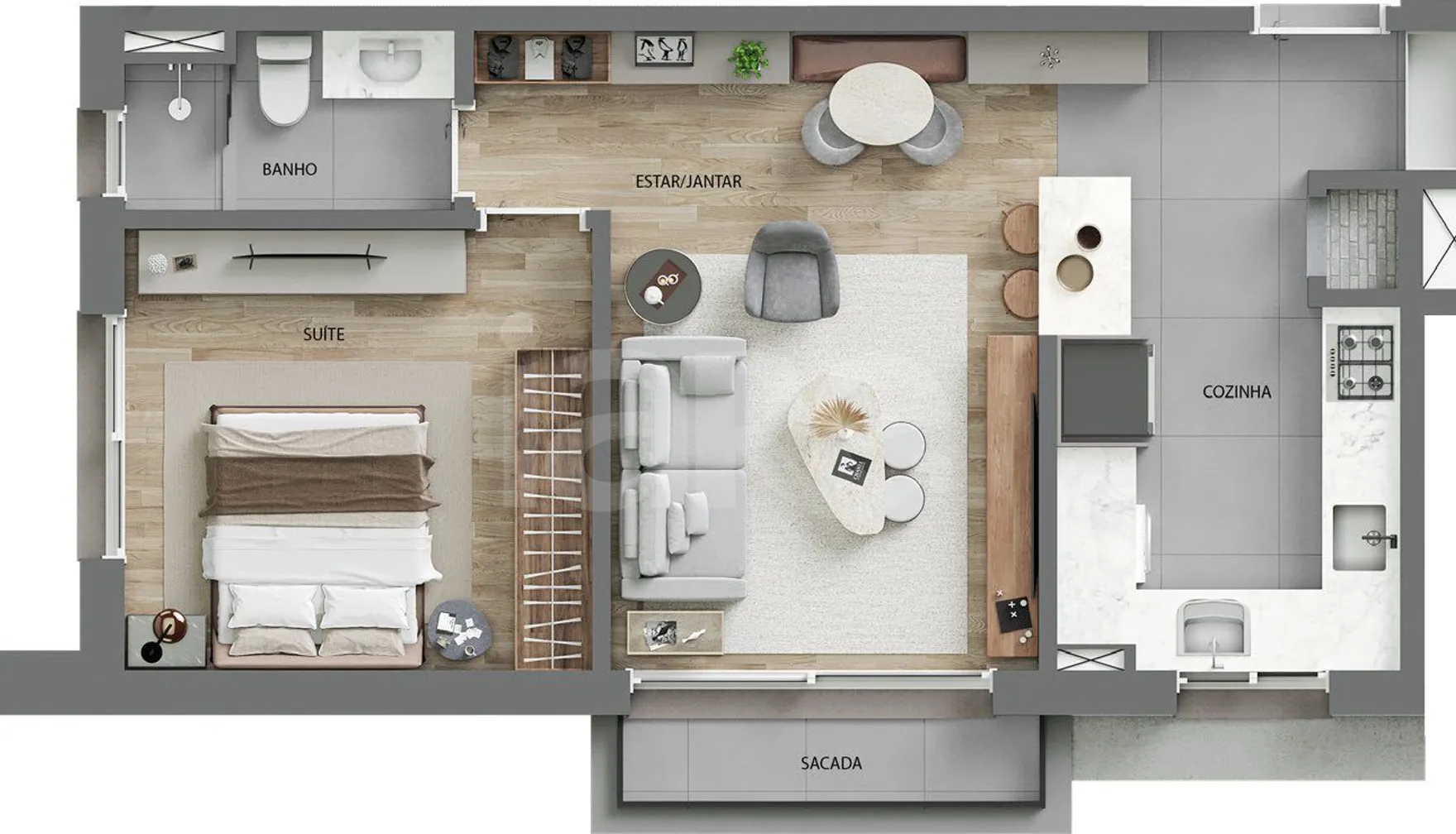 Planta — Apartamento 60,97 m²