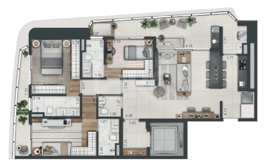 Planta — Apartamento 122,04 m²