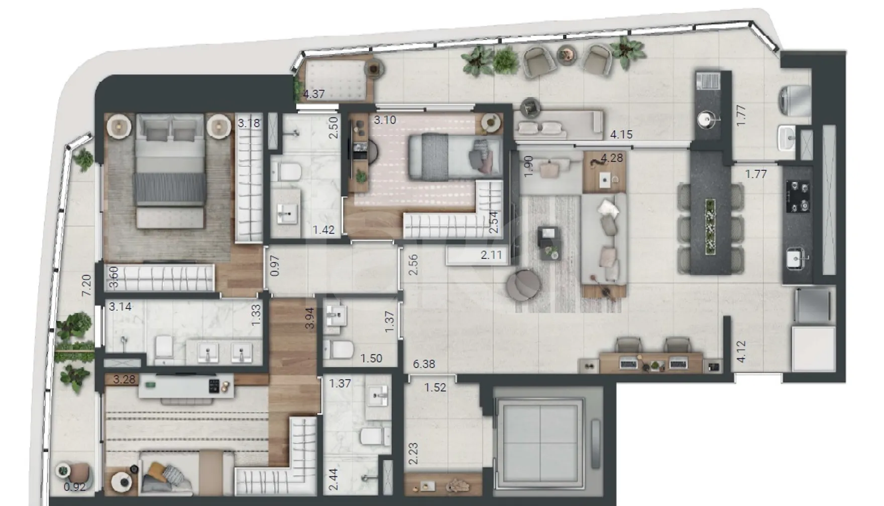 Planta — Apartamento 122,04 m²