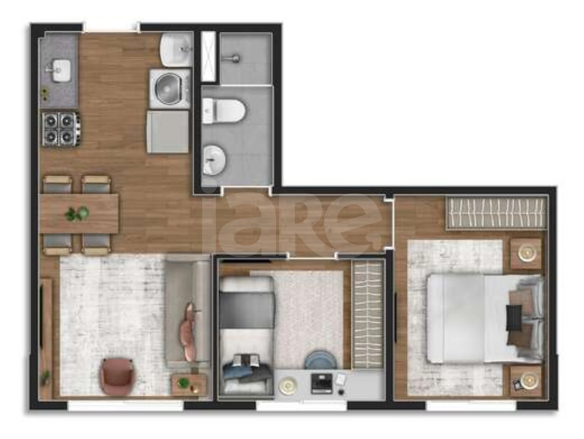 Planta — Apartamento 37,7 m²