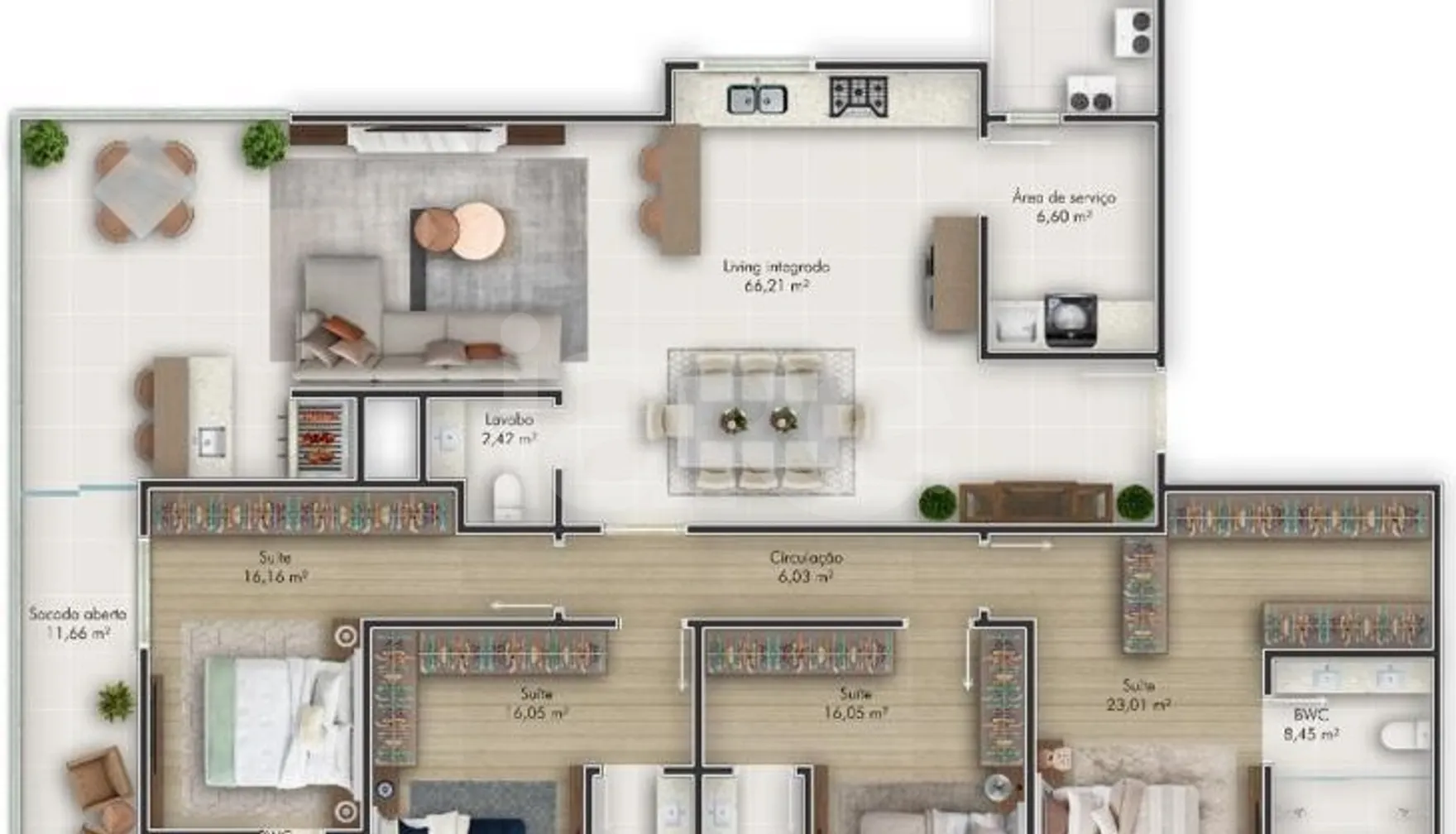 Planta — Apartamento 206,18 m²