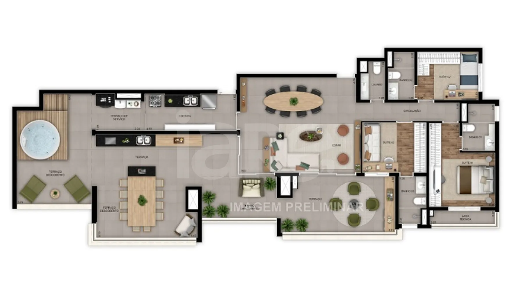 Planta — Cobertura Horizontal 185 m²