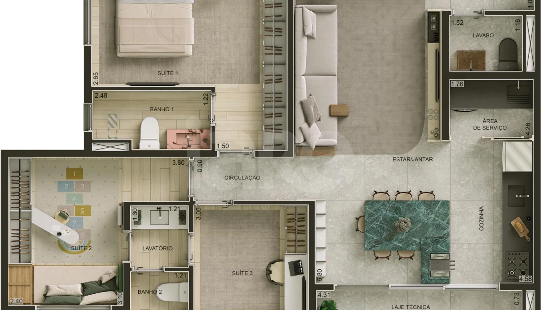 Planta — Apartamento 83,67 m²