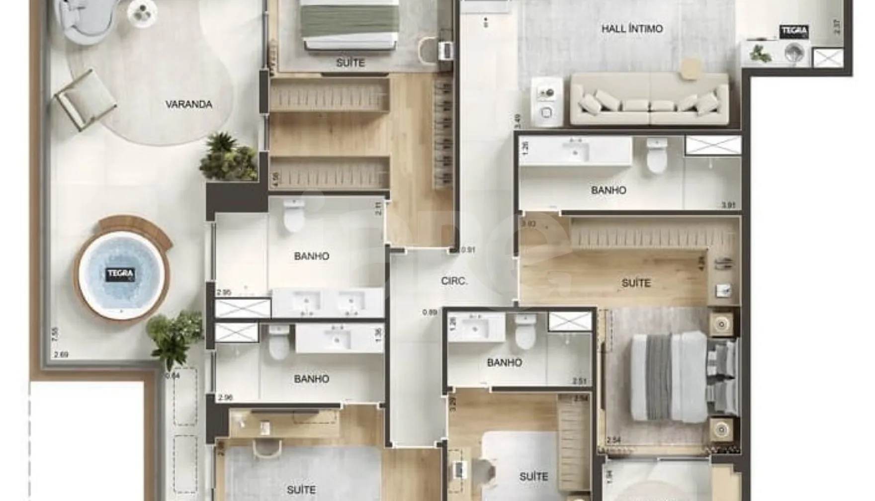 Planta — Cobertura Duplex 301 m²