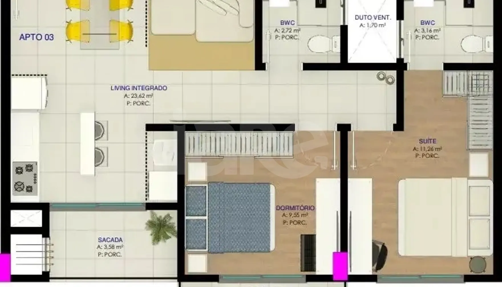 Planta — Apartamento 76,25 m²