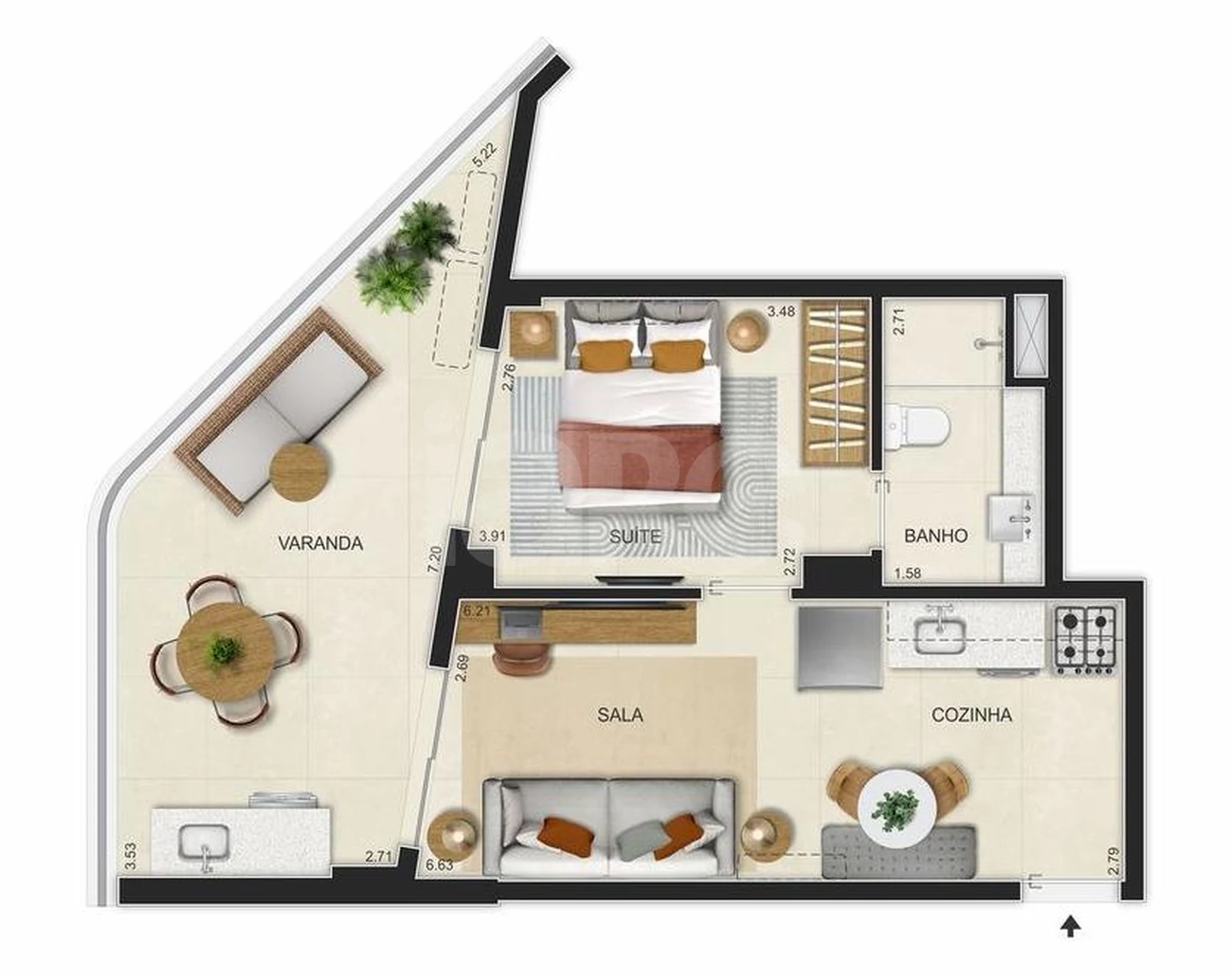 Planta — Apartamento 48,94 m²