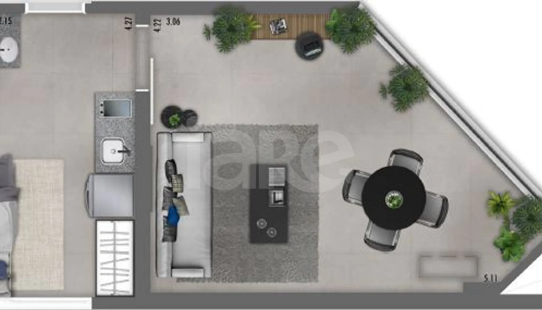 Planta — Studio 41,68 m²