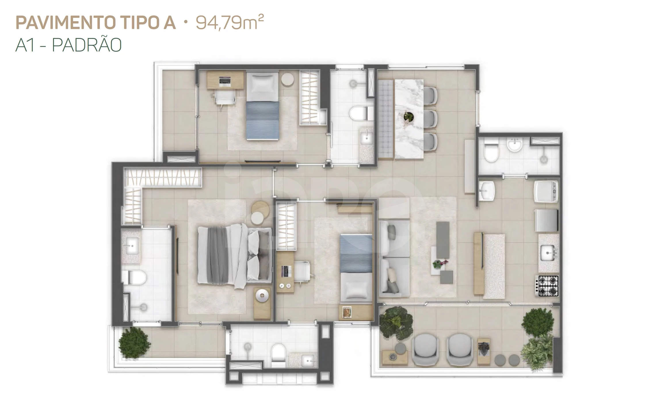 Planta — Tipo A - 94,79m²