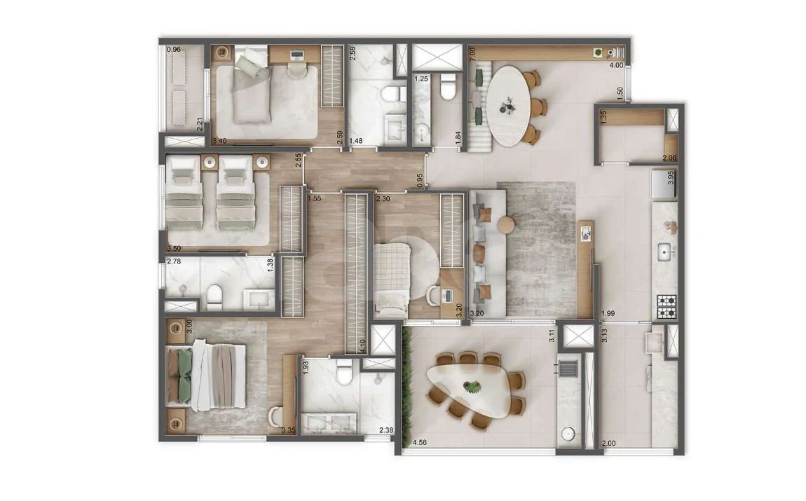Planta — Apartamento 132,65 m²