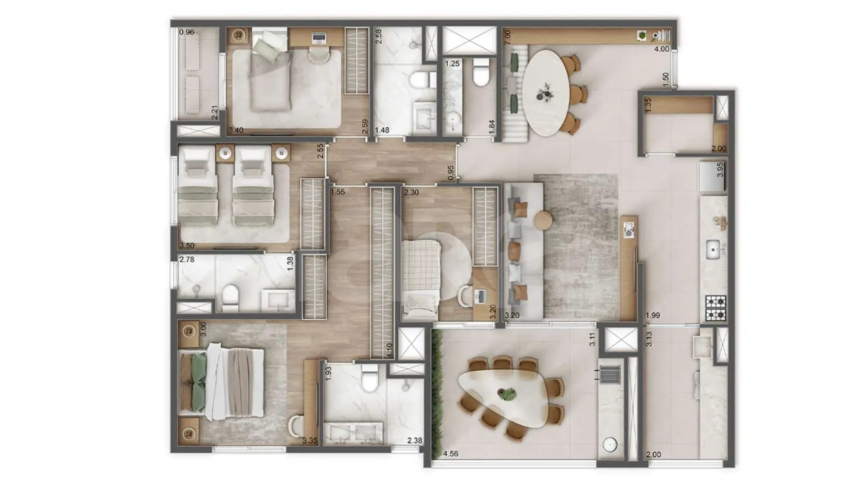 Planta — Apartamento 132,65 m²