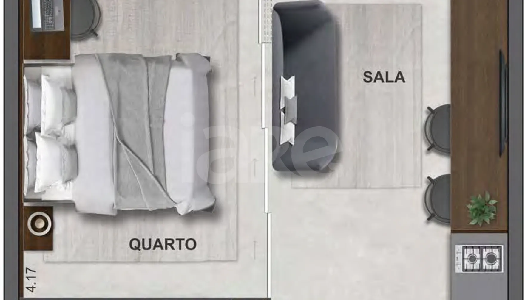 Planta — Studio 30,16 m²
