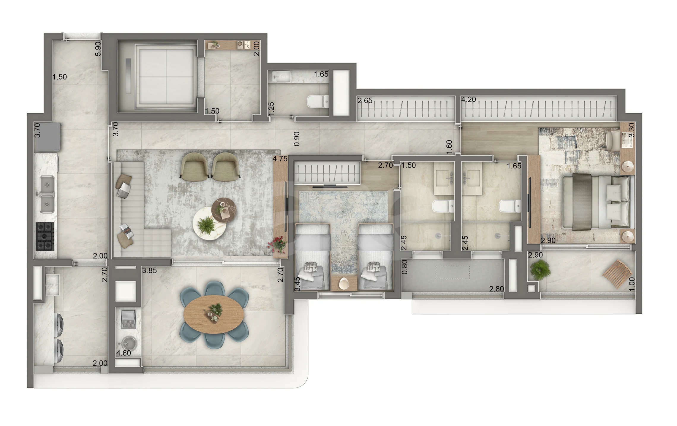 Planta — Apartamento 114 m²