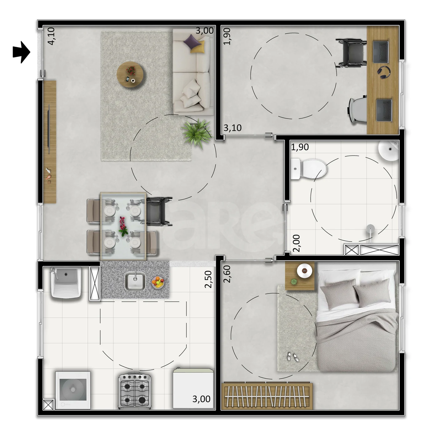 Planta — Apartamento 43,84 m²