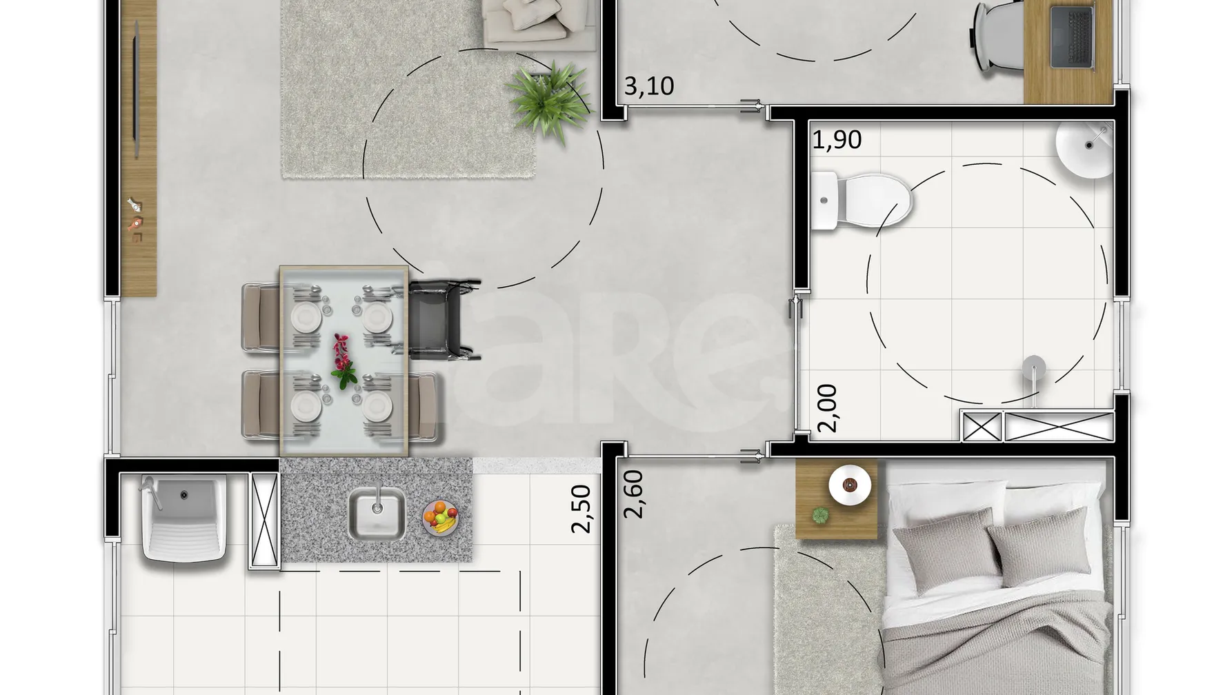 Planta — Apartamento 43,84 m²