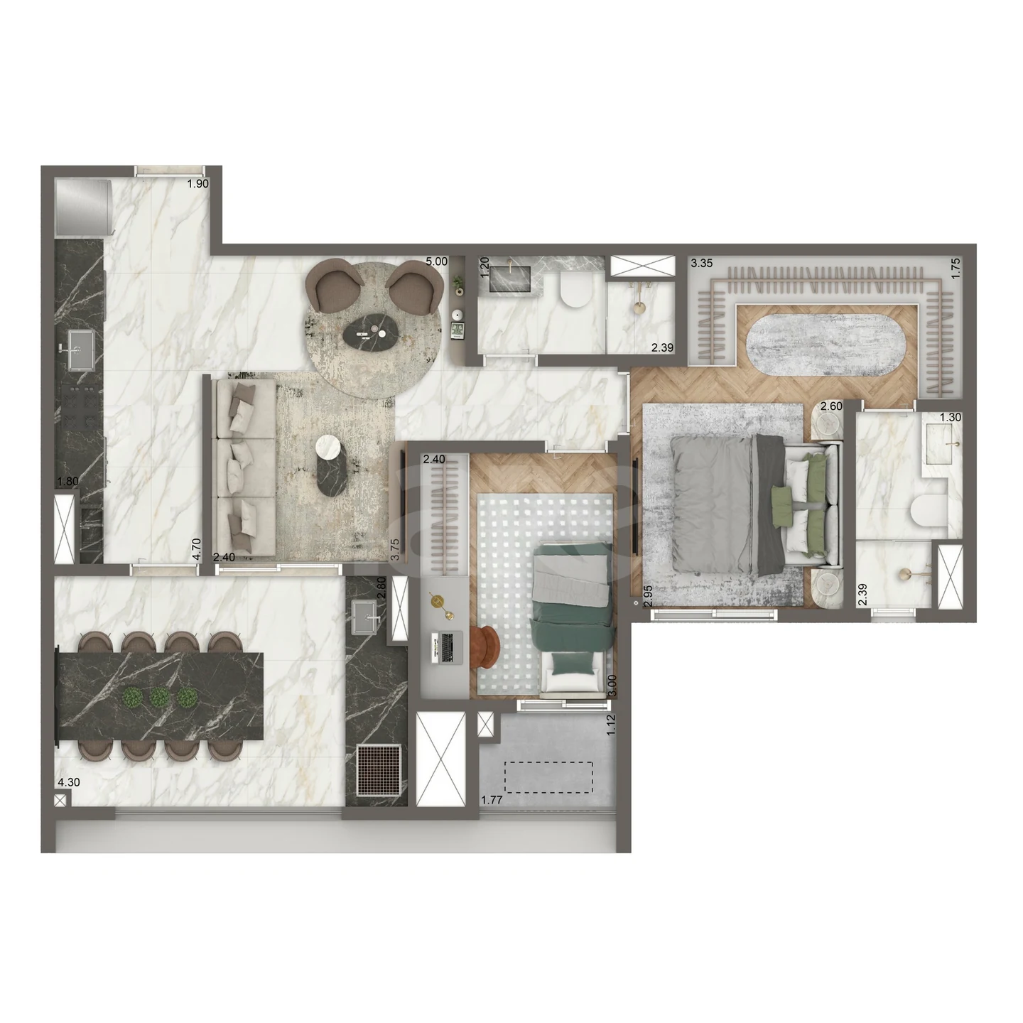 Planta — Apartamento 70,3 m²