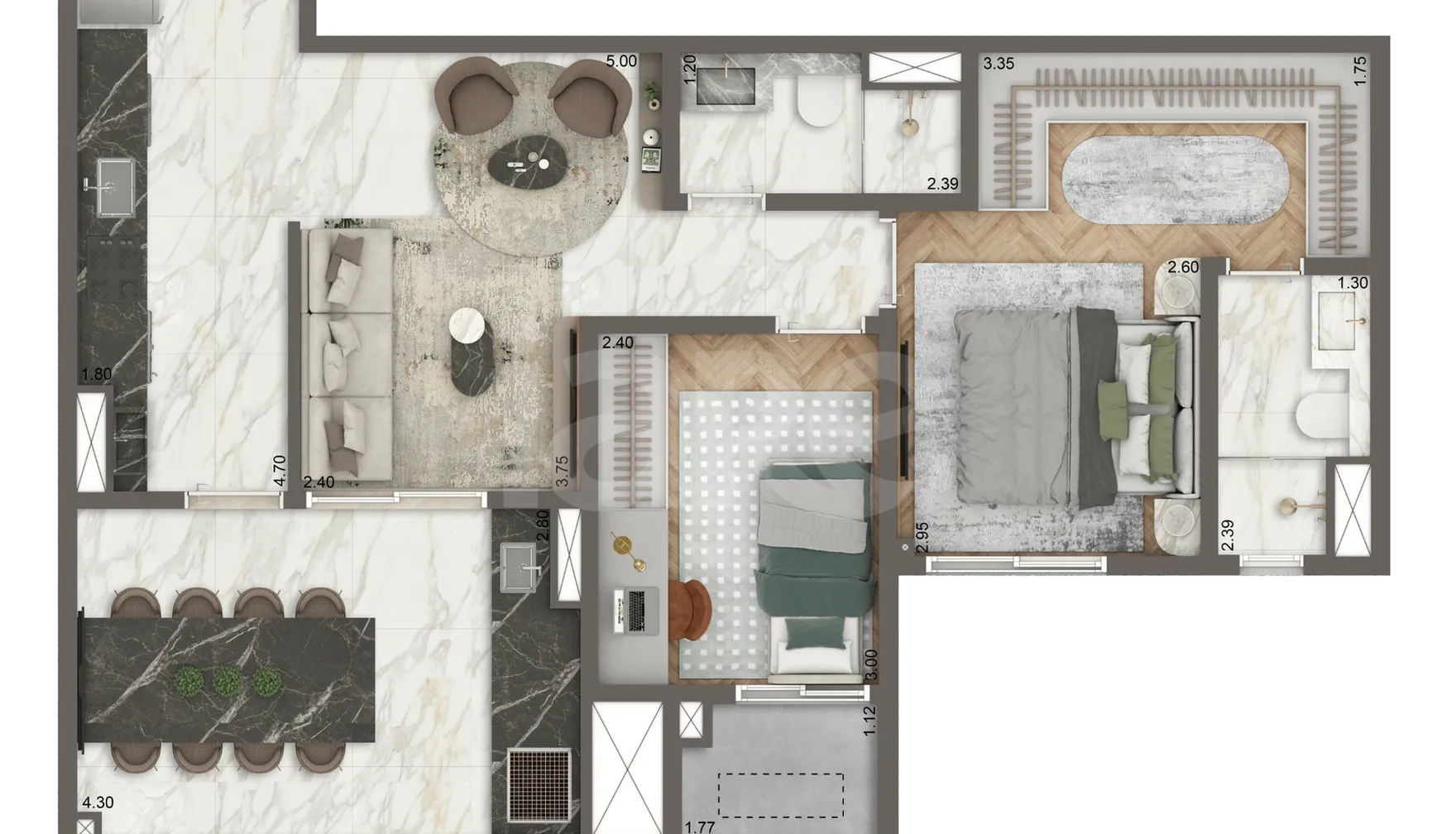 Planta — Apartamento 70,3 m²
