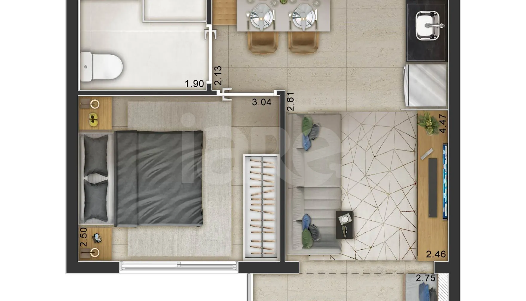 Planta — Apartamento 34,11 m²