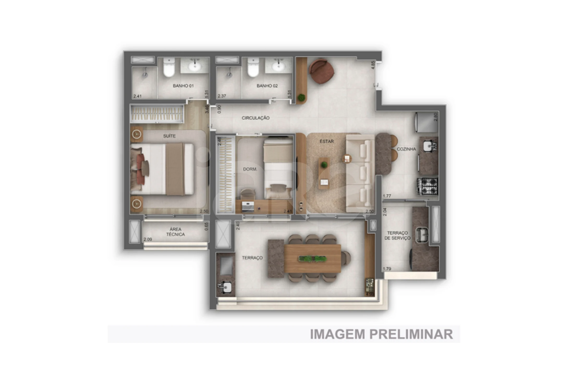Planta — Apartamento 69,22 m²