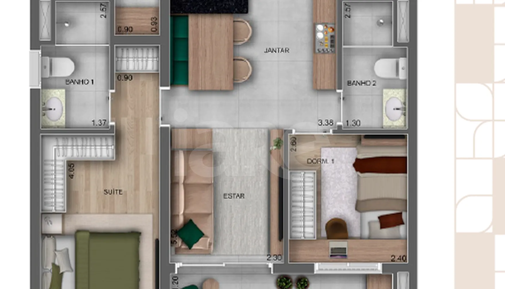 Planta — Apartamento 65,74 m²