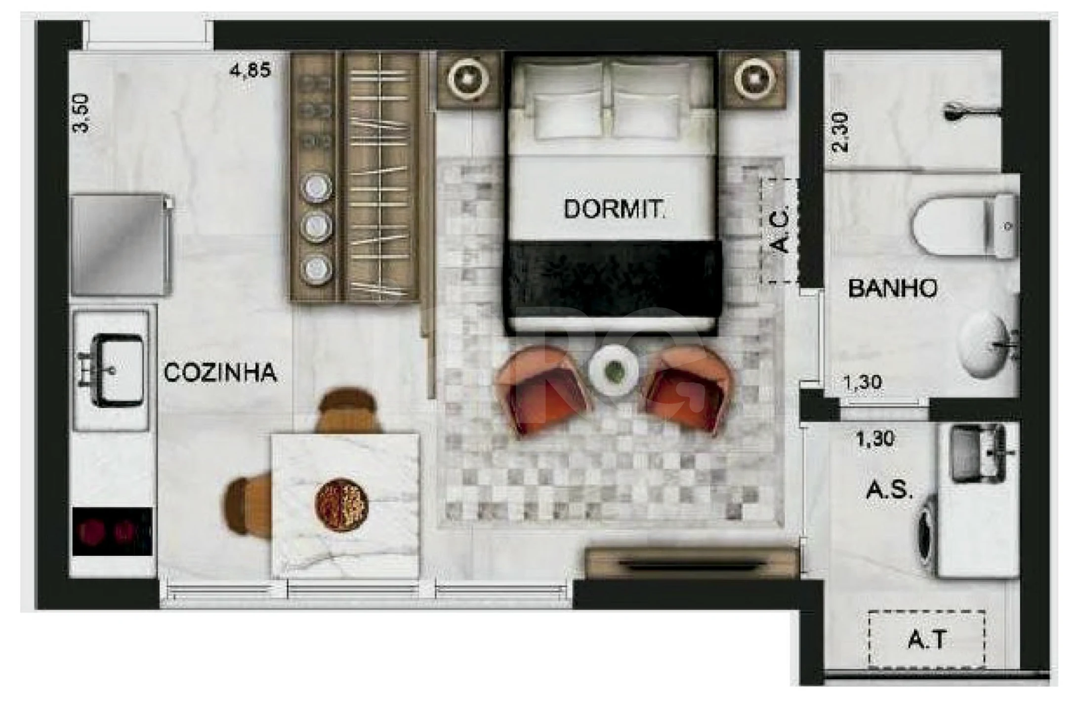Planta — Studio 26 m²