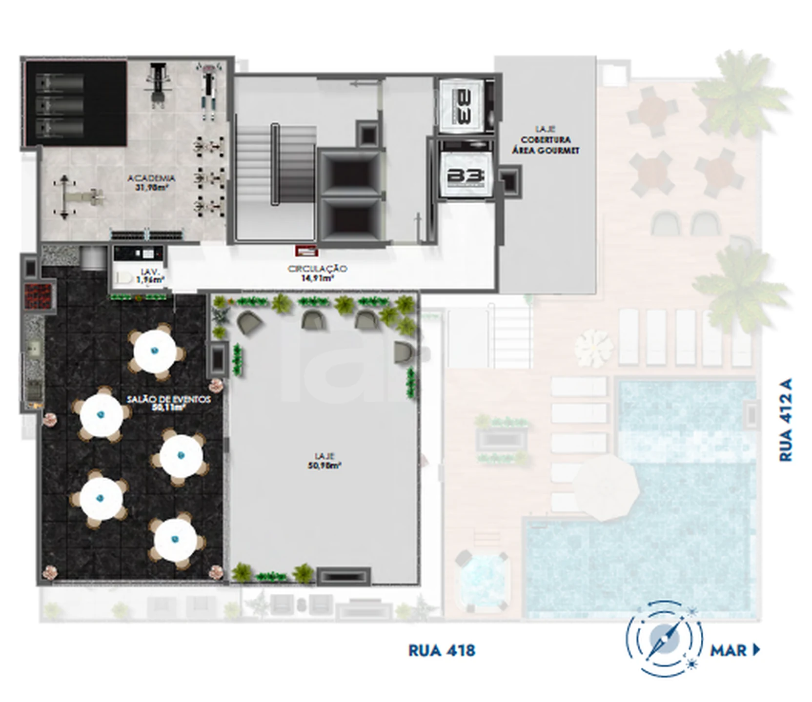 Planta — Pavimento mezanino rooftop