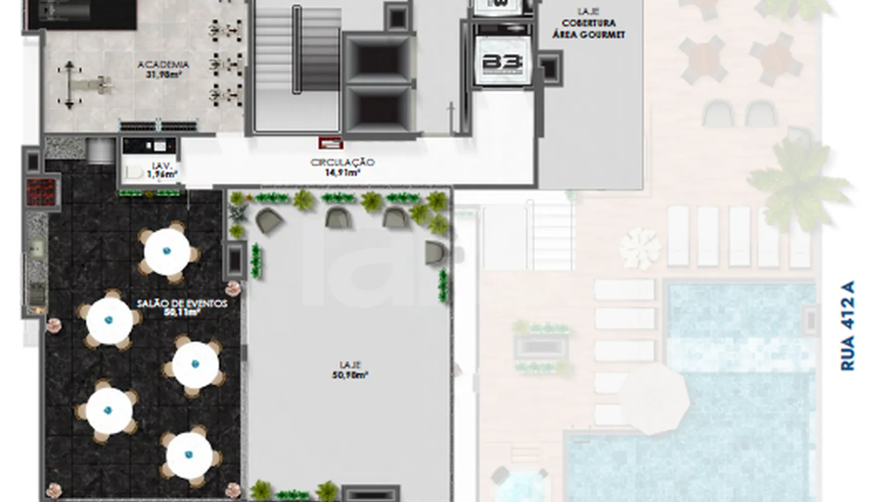 Planta — Pavimento mezanino rooftop