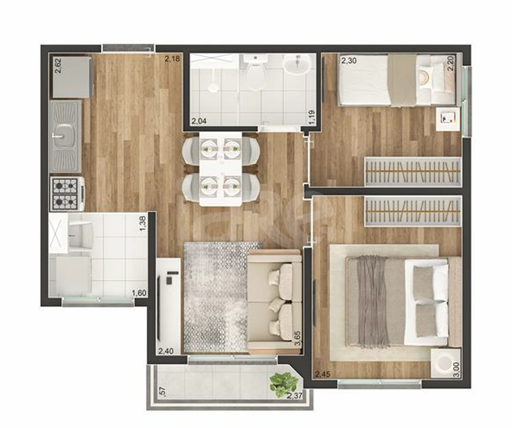 Planta — Apartamento 37,18 m²