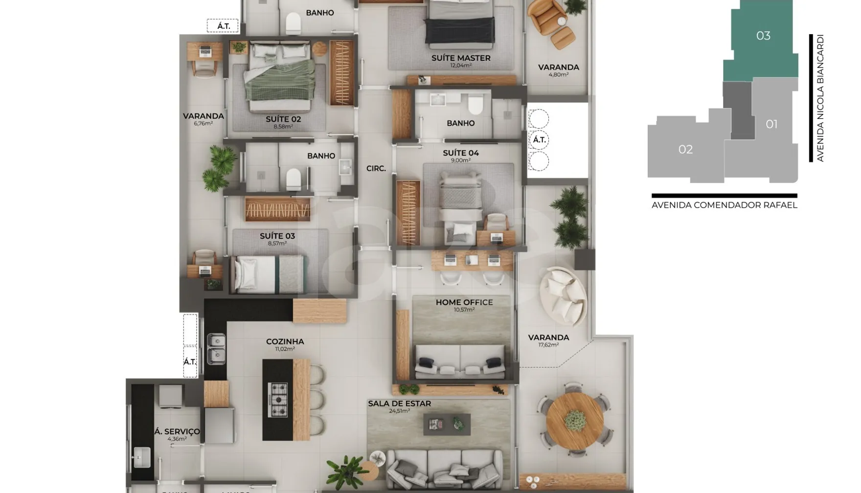 Planta — Apartamento 155,54 m²