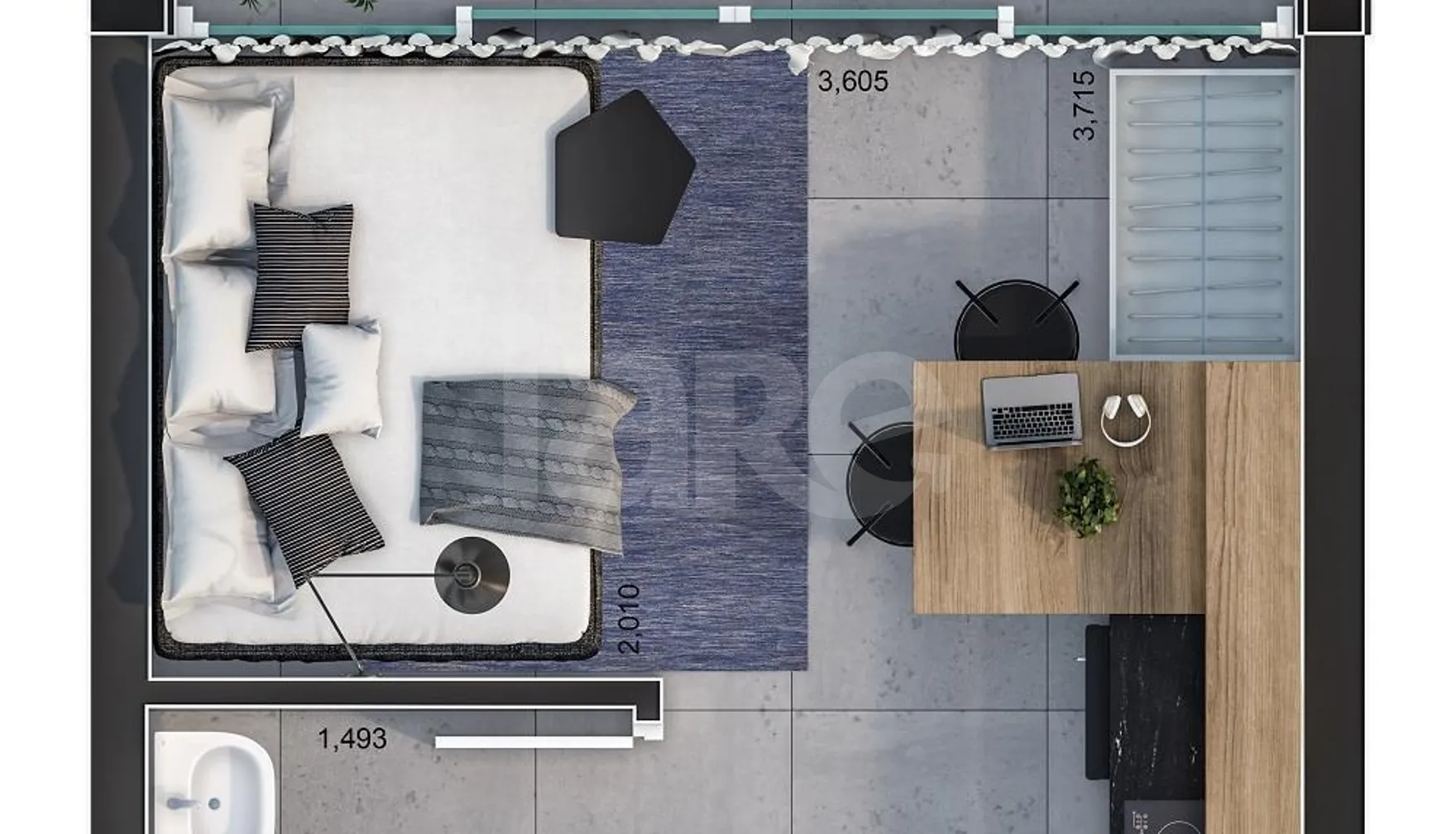 Planta — Studio 20,49 m²