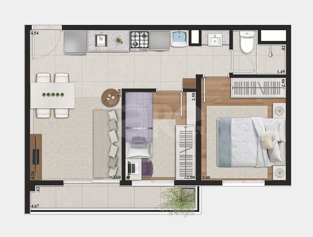 Planta — Apartamento 37,46 m²
