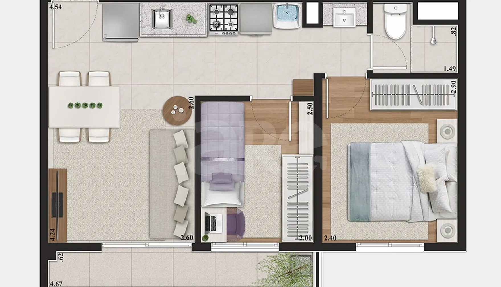 Planta — Apartamento 37,46 m²