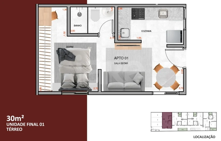Planta — Studio 30 m²