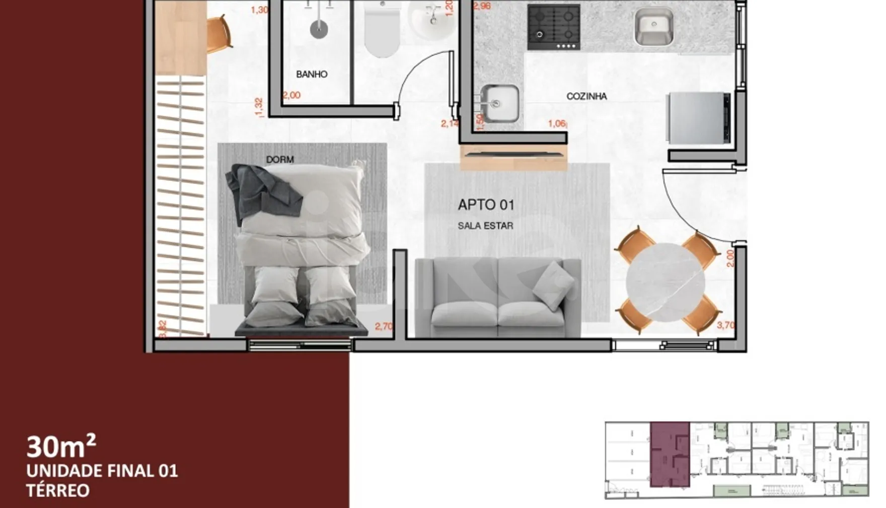 Planta — Studio 30 m²