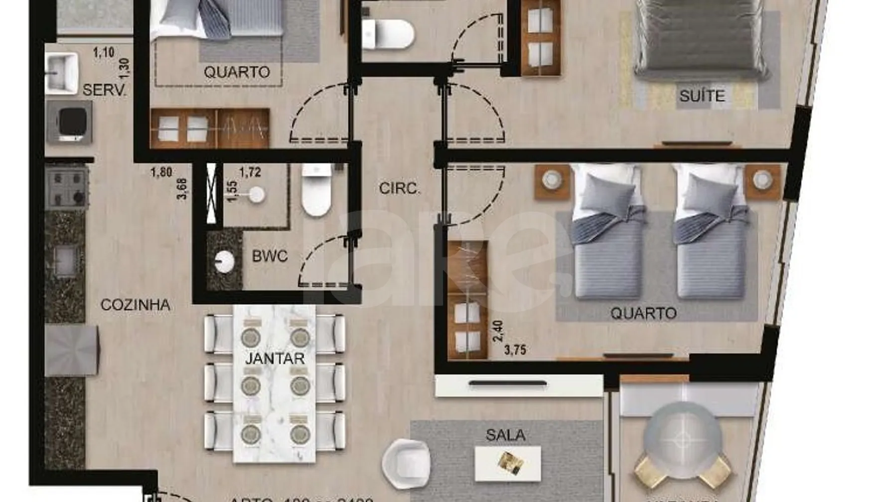 Planta — Apartamento 68 m²