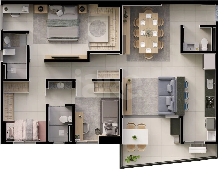 Planta — Apartamento 94,37 m²