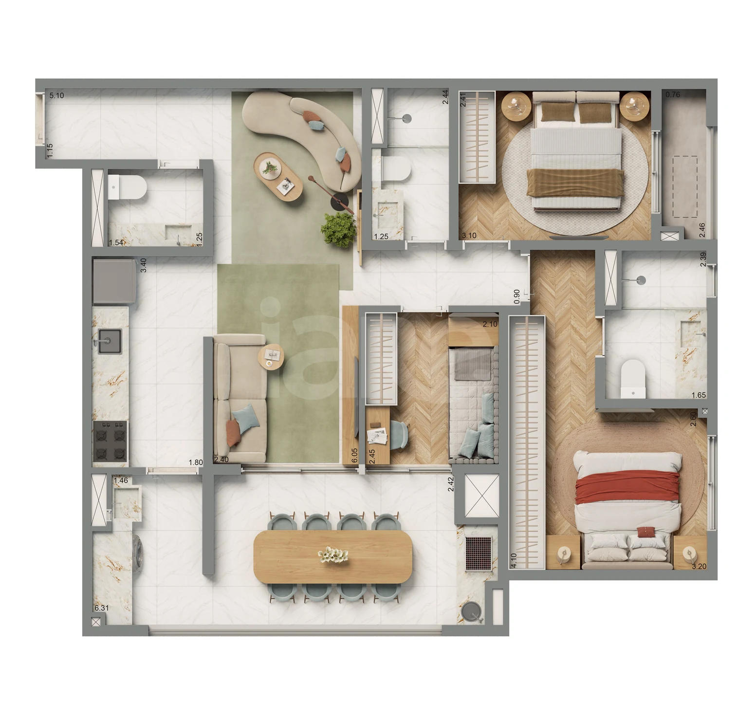Planta — Apartamento 87 m²