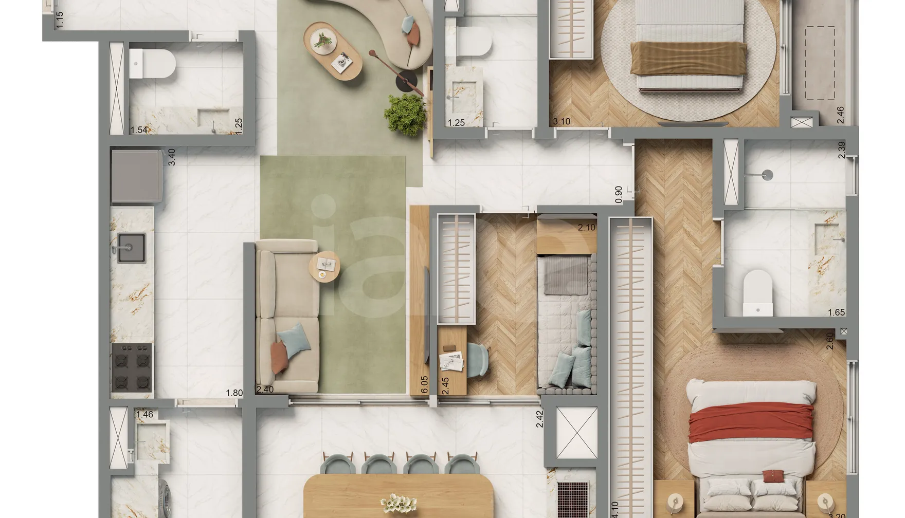 Planta — Apartamento 87 m²
