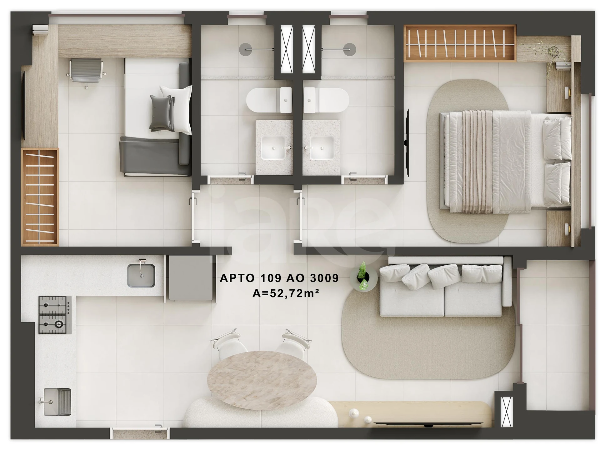Planta — Apartamento 52,72 m²