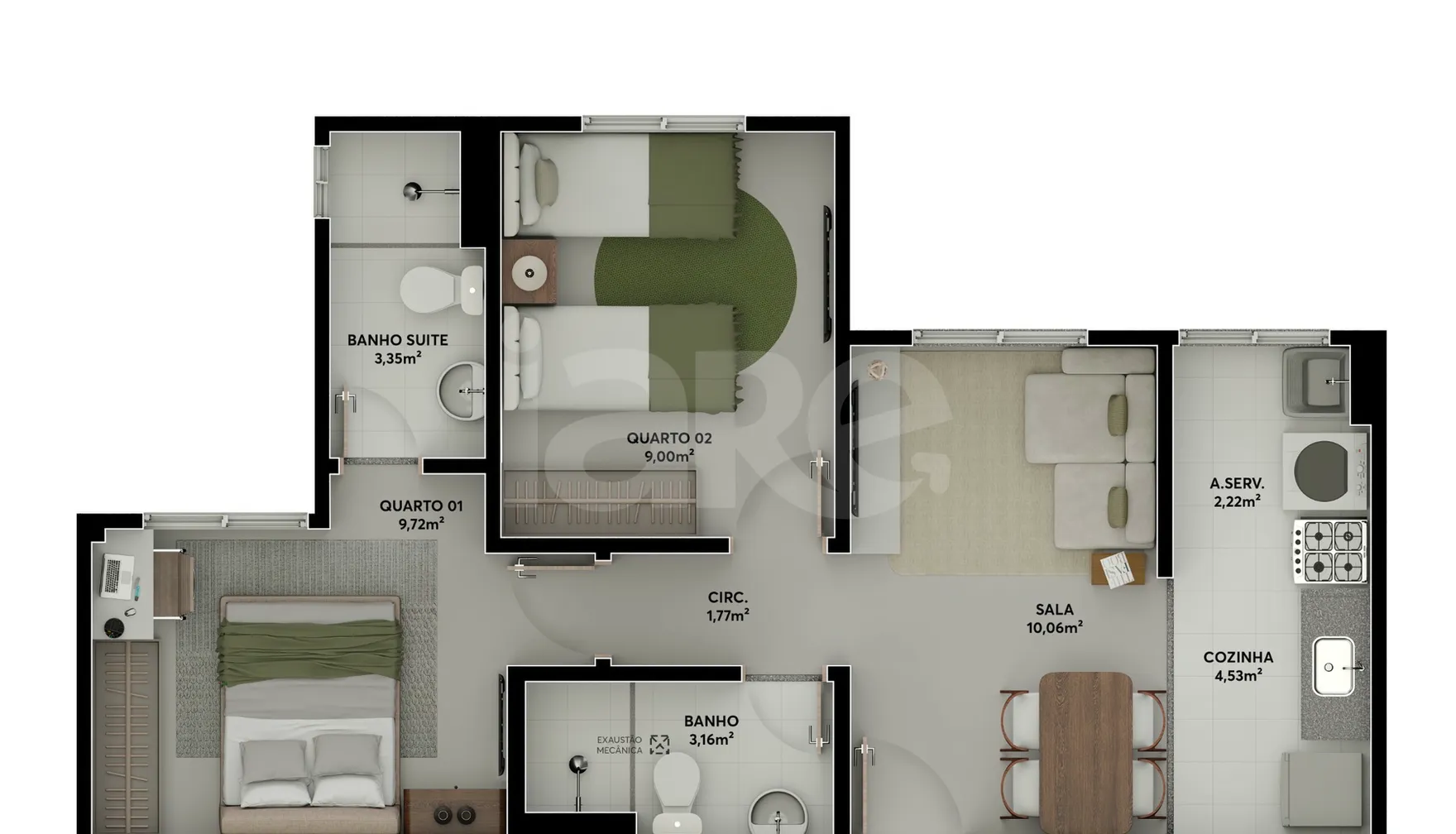 Planta — Apartamento 50,53 m²