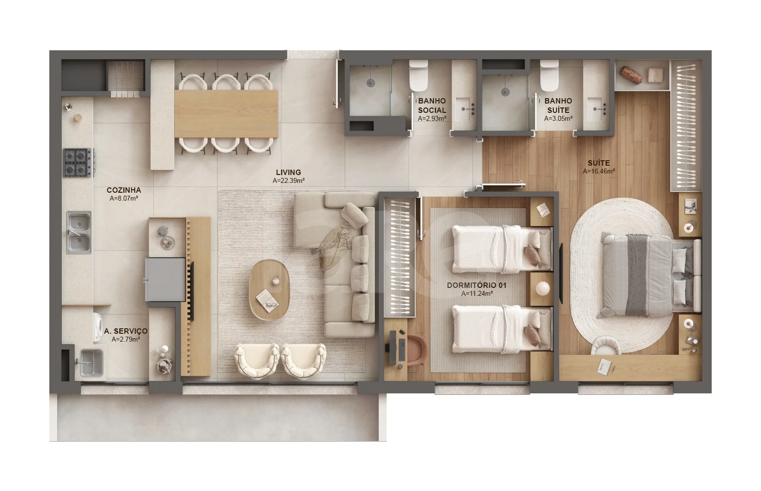 Planta — Apartamento 80,27 m²