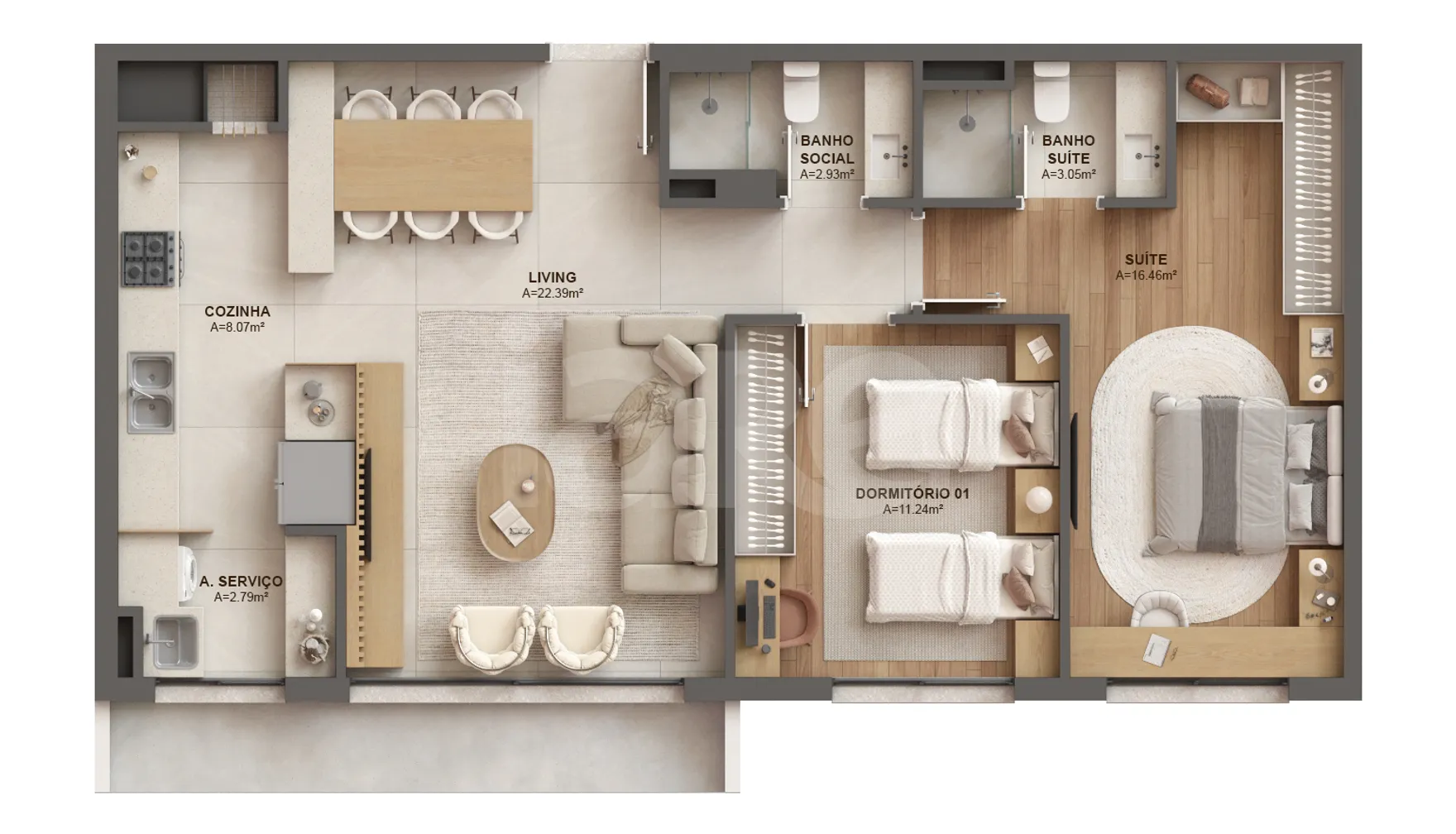 Planta — Apartamento 80,27 m²