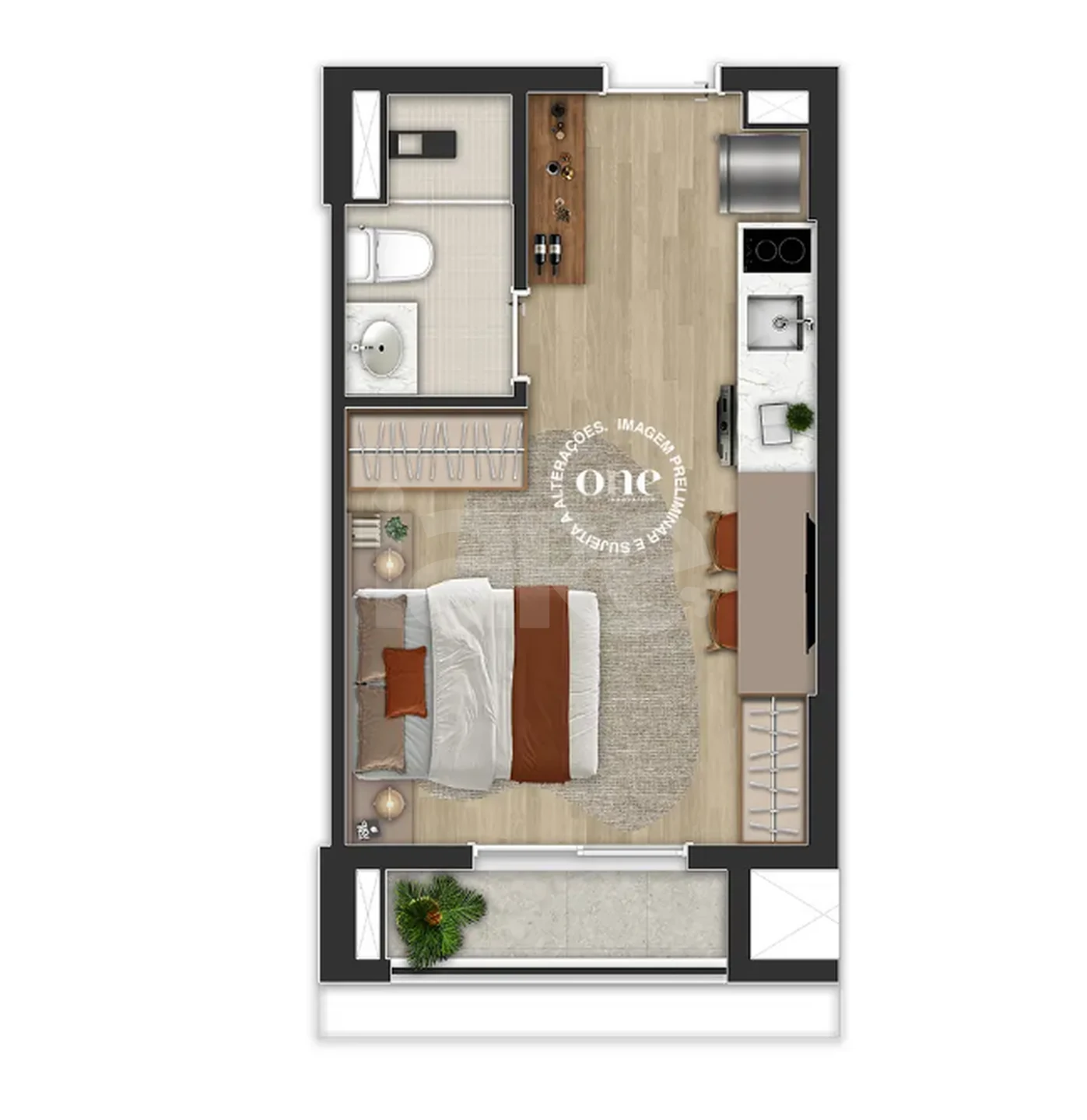 Planta — Apartamento 24,39 m²