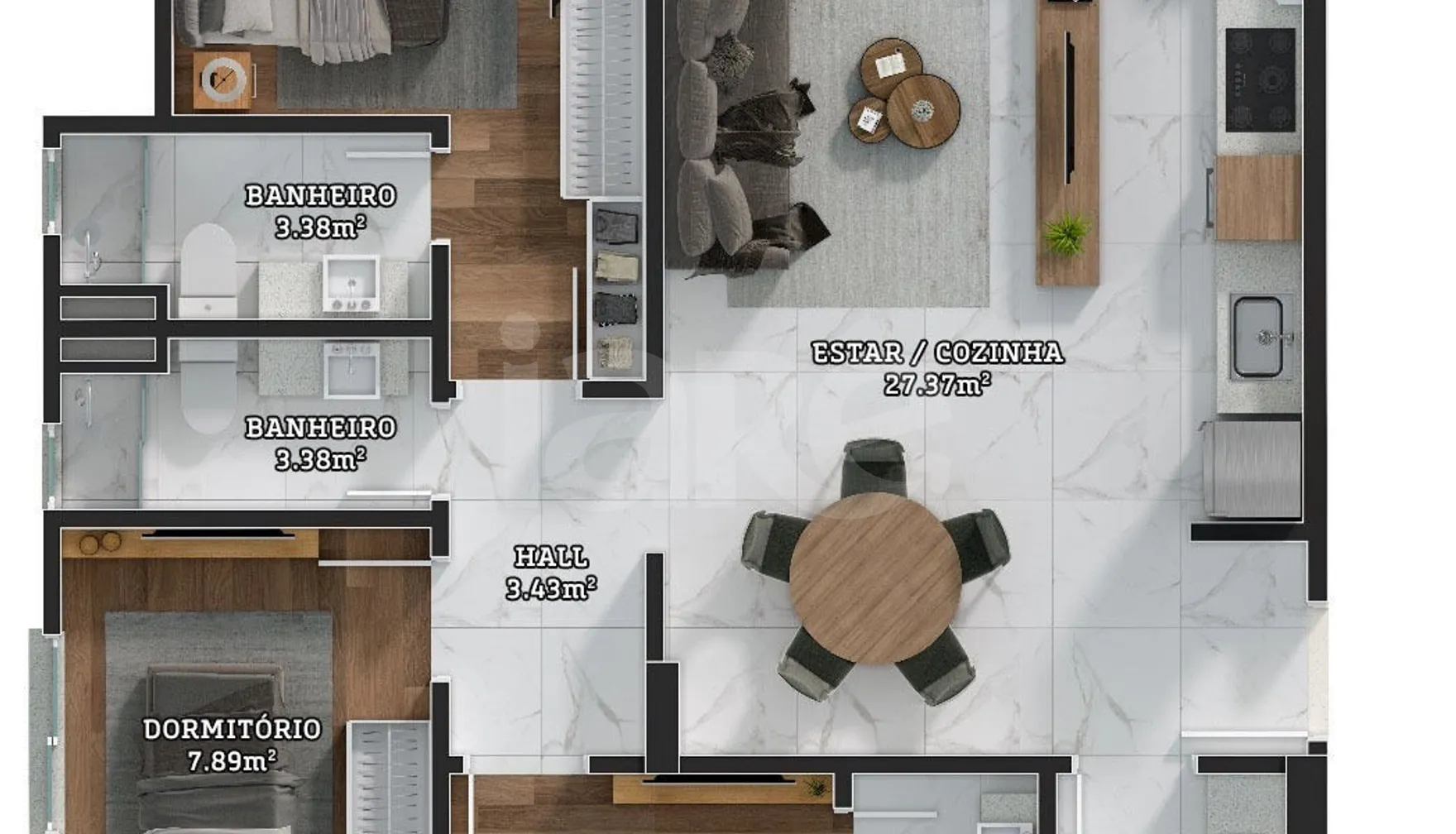 Planta — Apartamento 95,5 m²