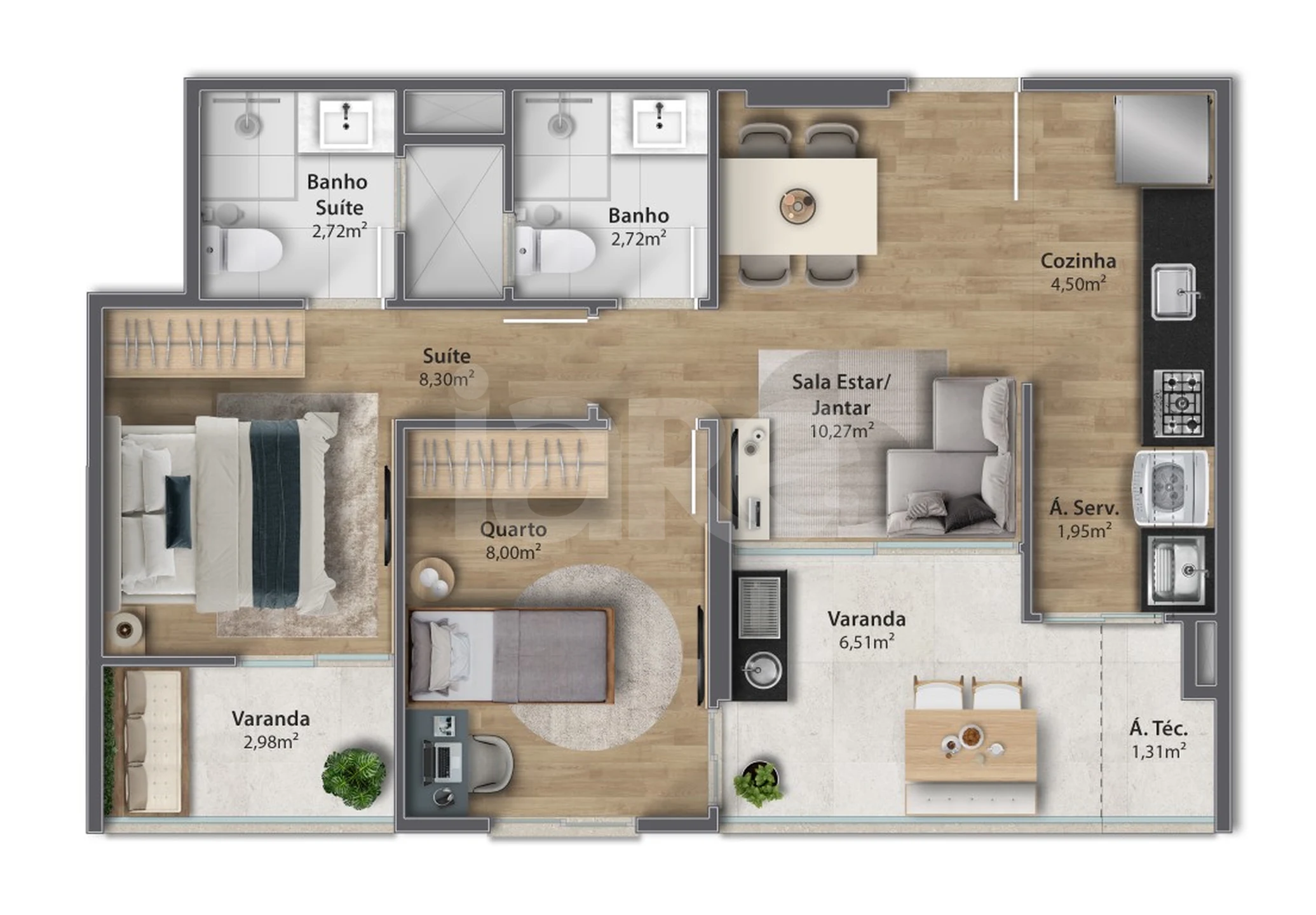 Planta — Apartamento 67,59 m²