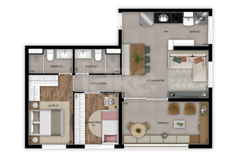Planta — Apartamento 67 m²