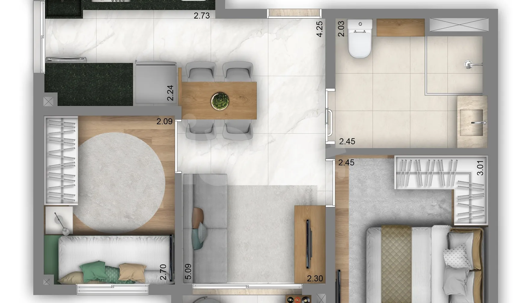 Planta — Apartamento 37,53 m²